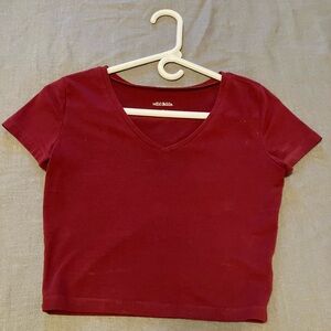 Deep Red V-Neck Crop Top